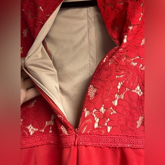 Altar’d state Red A-Line Dress With High-Neck Lace Bodice women’s size small - Picture 5 of 6